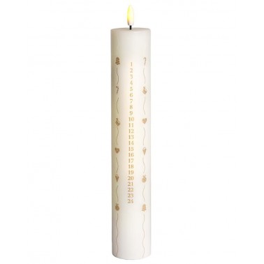 Vela Sirius Calendar Sille Ø4 8xH28 9cm Blanco/Oro