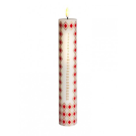 Vela Sirius Calendar Mie Ø4 8xH28 9cm Blanco/Rojo