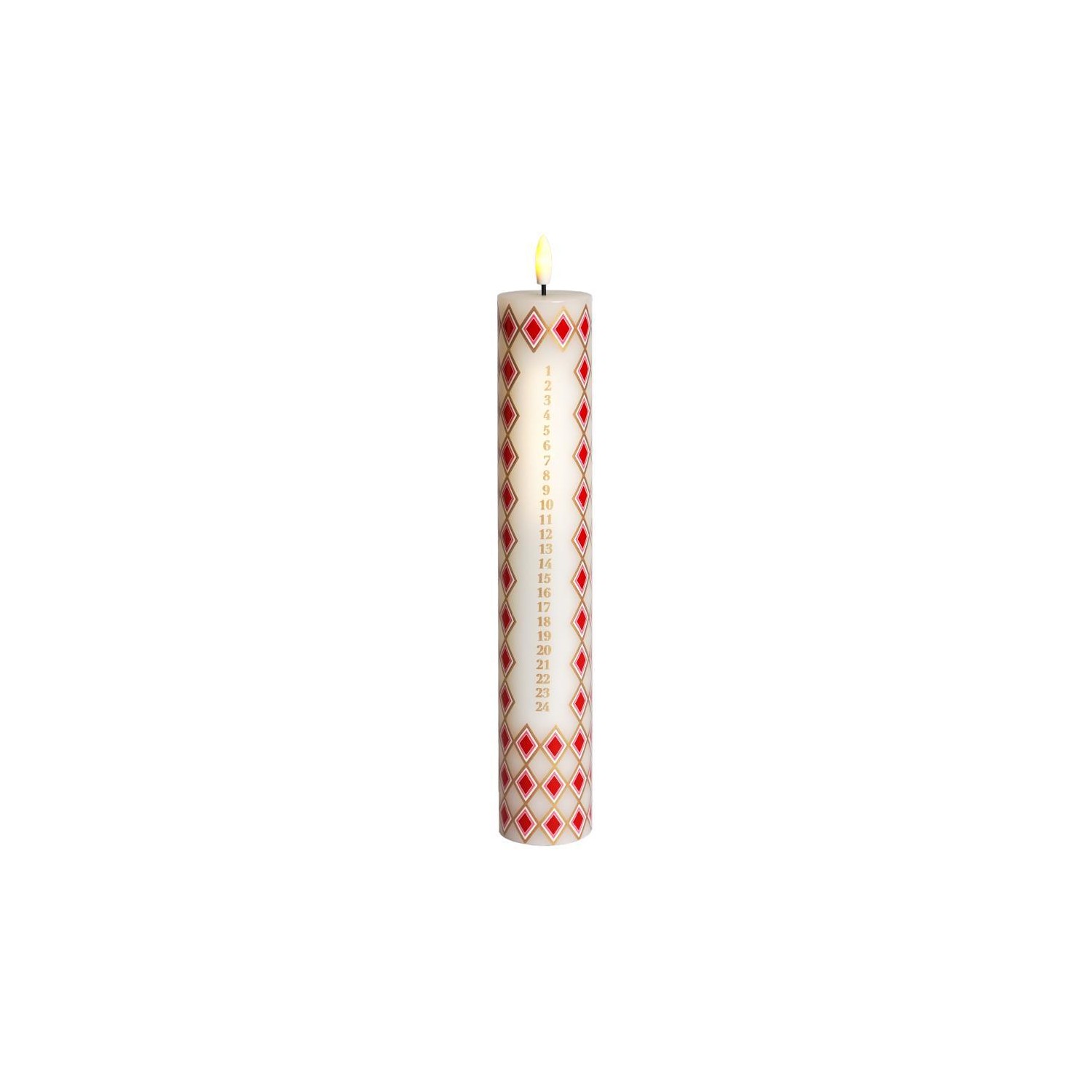 Vela Sirius Calendar Mie Ø4 8xH28 9cm Blanco/Rojo