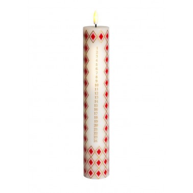 Vela Sirius Calendar Mie Ø4 8xH28 9cm Blanco/Rojo