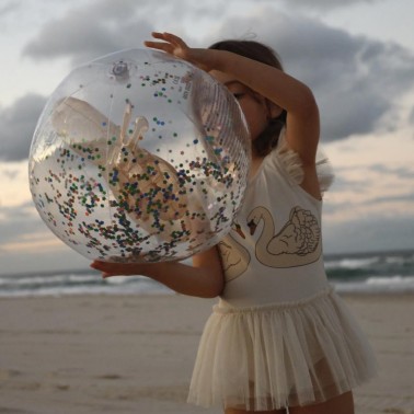 3D Inflatable Beach Ball Cotton Candy Glitter