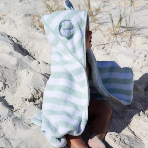 Baby Character Towel Duck Sage Stripe