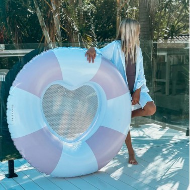 Luxe Tube Pool Ring Stole My Heart Pink Stripe