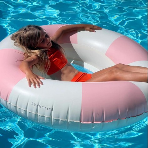 Luxe Tube Pool Ring Stole My Heart Pink Stripe