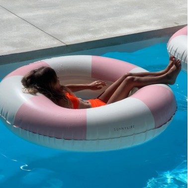 Luxe Tube Pool Ring Stole My Heart Pink Stripe