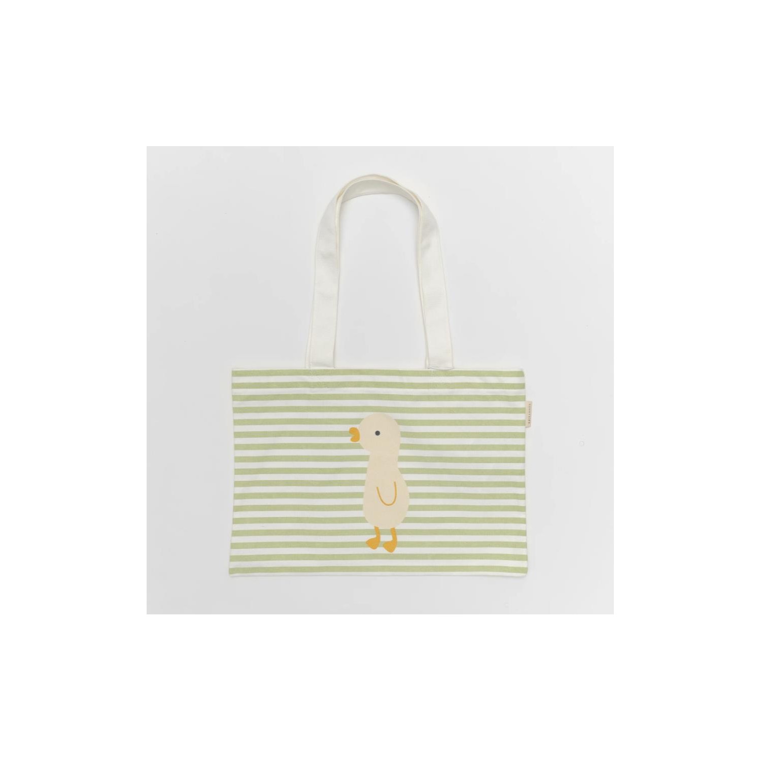 Kids Canvas Beach Bag Duck Sage Stripe