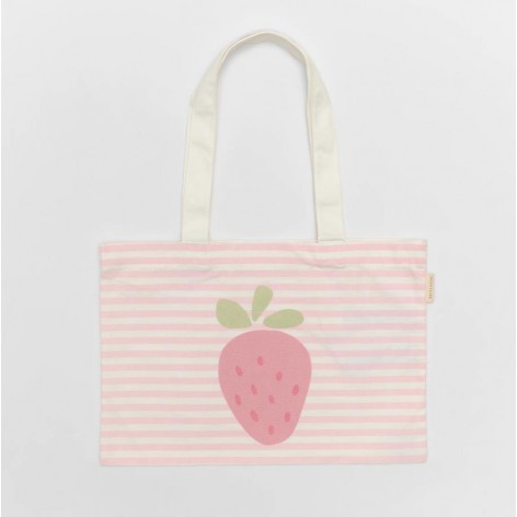 Kids Canvas Beach Bag Strawberry Sunshine Pink Str