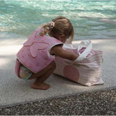 Kids Canvas Beach Bag Strawberry Sunshine Pink Str