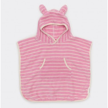 Kids Character Hooded Towel Cotton Candy Pink Stri