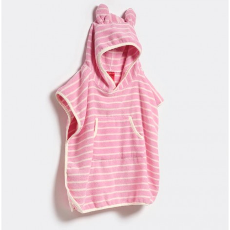 Kids Character Hooded Towel Cotton Candy Pink Stri