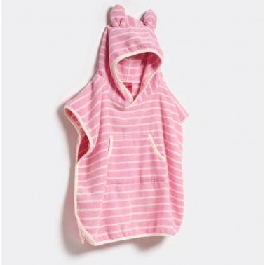 Kids Character Hooded Towel Cotton Candy Pink Stri