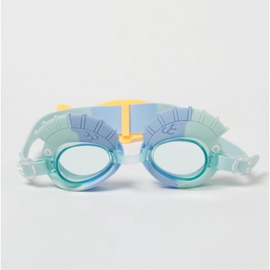 Kids Swim Goggles Finn the Fish Aqua Blue