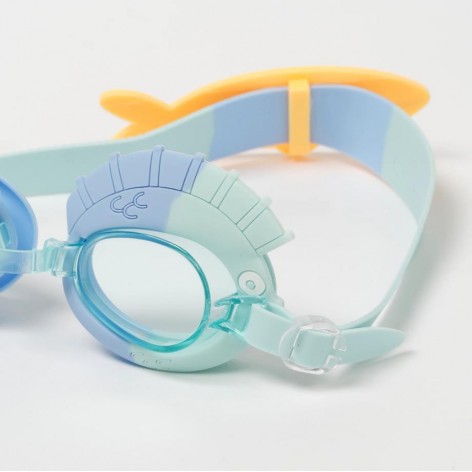 Kids Swim Goggles Finn the Fish Aqua Blue