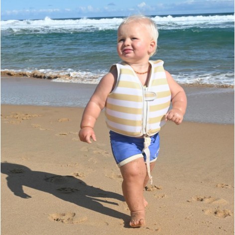 Kids Swim Vest 1-2 Sid the Seagull Mustard Stripe