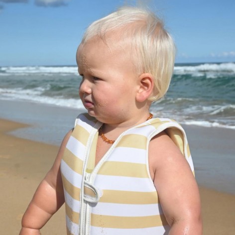 Kids Swim Vest 1-2 Sid the Seagull Mustard Stripe