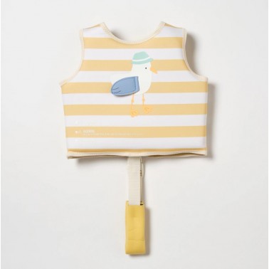 Kids Swim Vest 1-2 Sid the Seagull Mustard Stripe