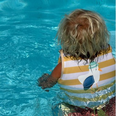 Kids Swim Vest 2-3 Sid the Seagull Mustard Stripe