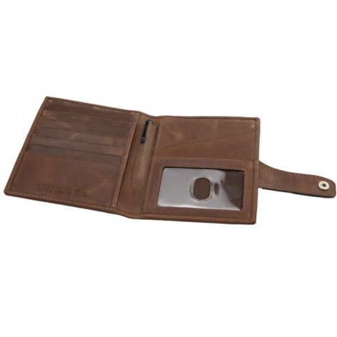 Porta Pasaportes Air Tag Piel Brushed Brown