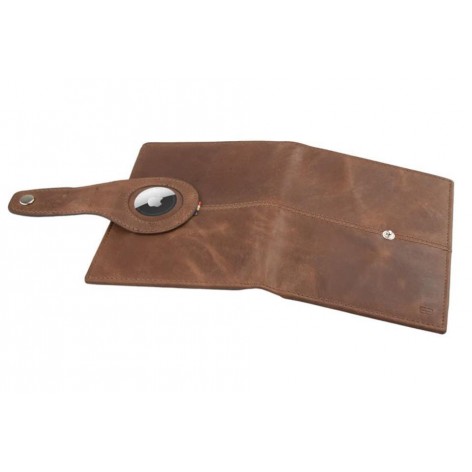 Porta Pasaportes Air Tag Piel Brushed Brown