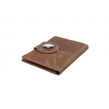 Porta Pasaportes Air Tag Piel Brushed Brown