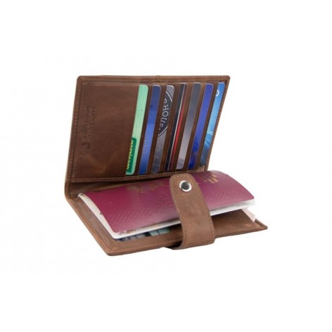 Porta Pasaportes Air Tag Piel Brushed Brown