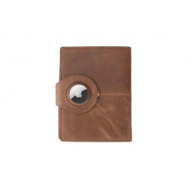 Porta Pasaportes Air Tag Piel Brushed Brown