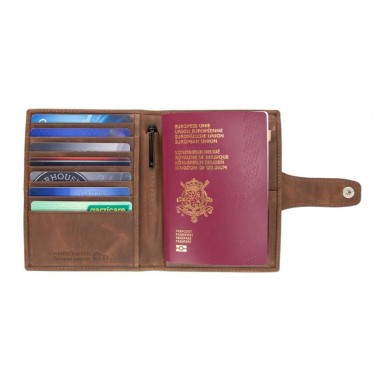 Porta Pasaportes Air Tag Piel Brushed Brown