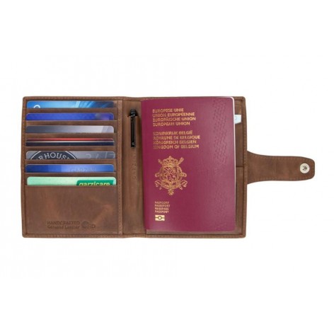 Porta Pasaportes Air Tag Piel Brushed Brown