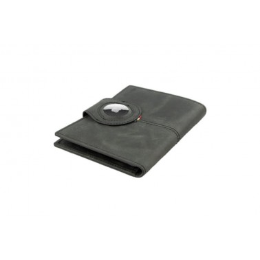 Porta Pasaportes Air Tag Piel Brushed Black