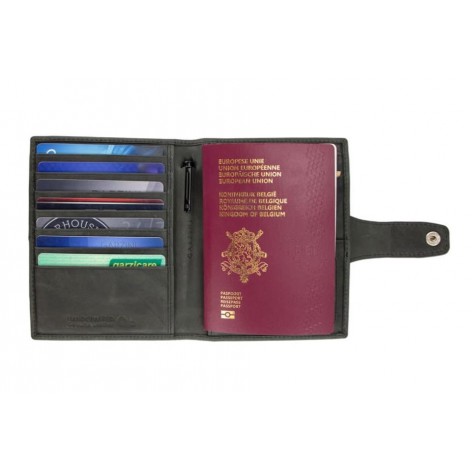 Porta Pasaportes Air Tag Piel Brushed Black