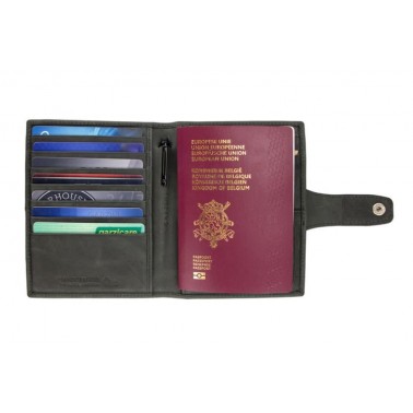 Porta Pasaportes Air Tag Piel Brushed Black