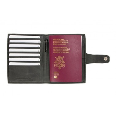 Porta Pasaportes Air Tag Piel Brushed Black