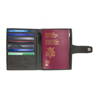 Porta Pasaportes Air Tag Piel Brushed Black