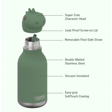 Botella Asobu Bestie Dinosaurio 475ml