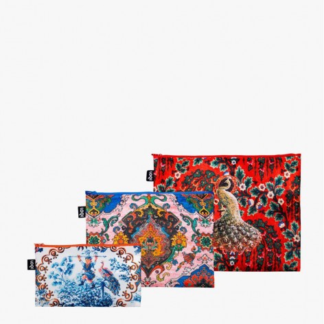 Set Neceseres Loqi Tapestry  Toile de Jouy  Peacoc