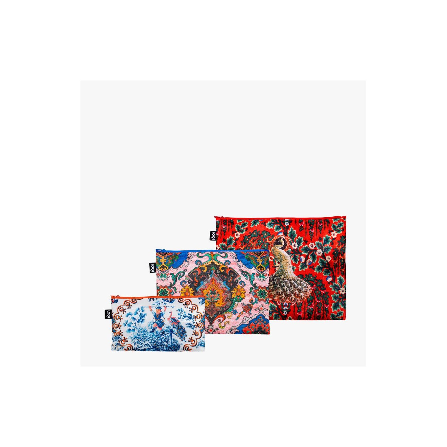 Set Neceseres Loqi Tapestry  Toile de Jouy  Peacoc