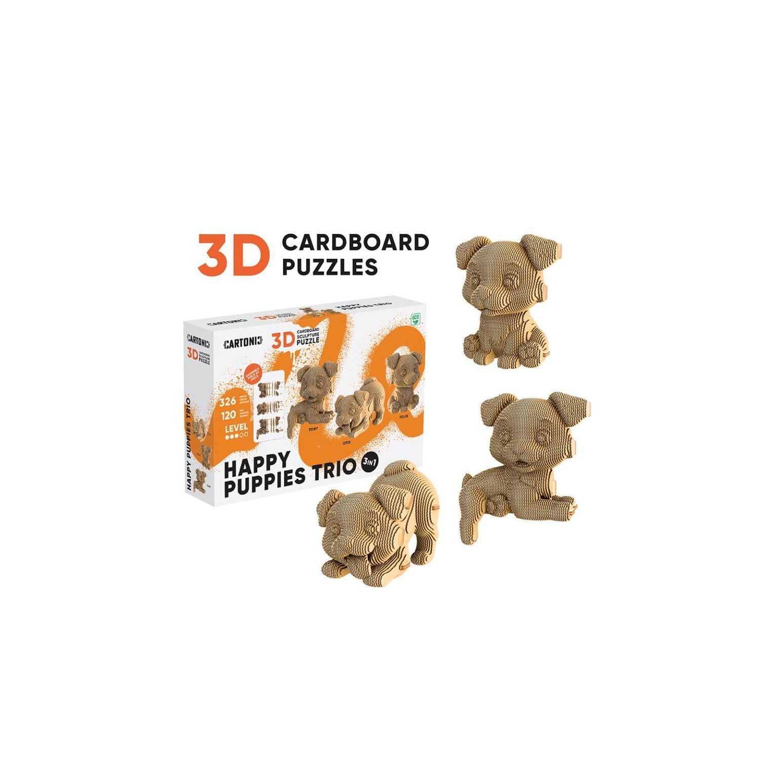 Puzle 3D Trio HAPPY PUPPIES