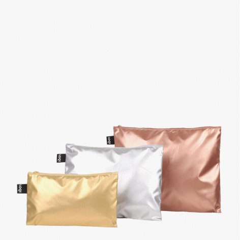 Sac LOQI Métallisé Or Mat - Tote Bag Réutilisable 50x42 Cm - Léger, Solide (20 Kg), Pliable Avec Pochette
