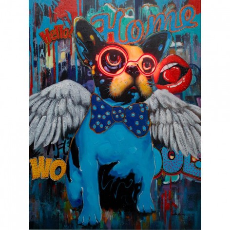 Small Wall Painting  LED Neon  – Dog with Wings