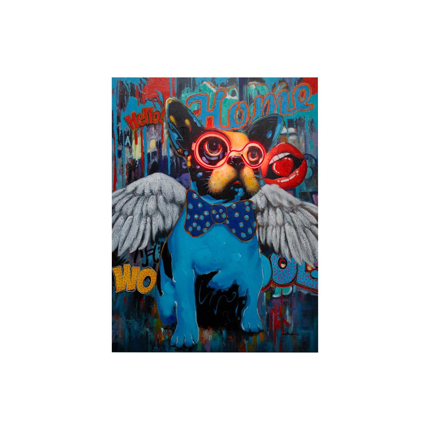 Small Wall Painting  LED Neon  – Dog with Wings
