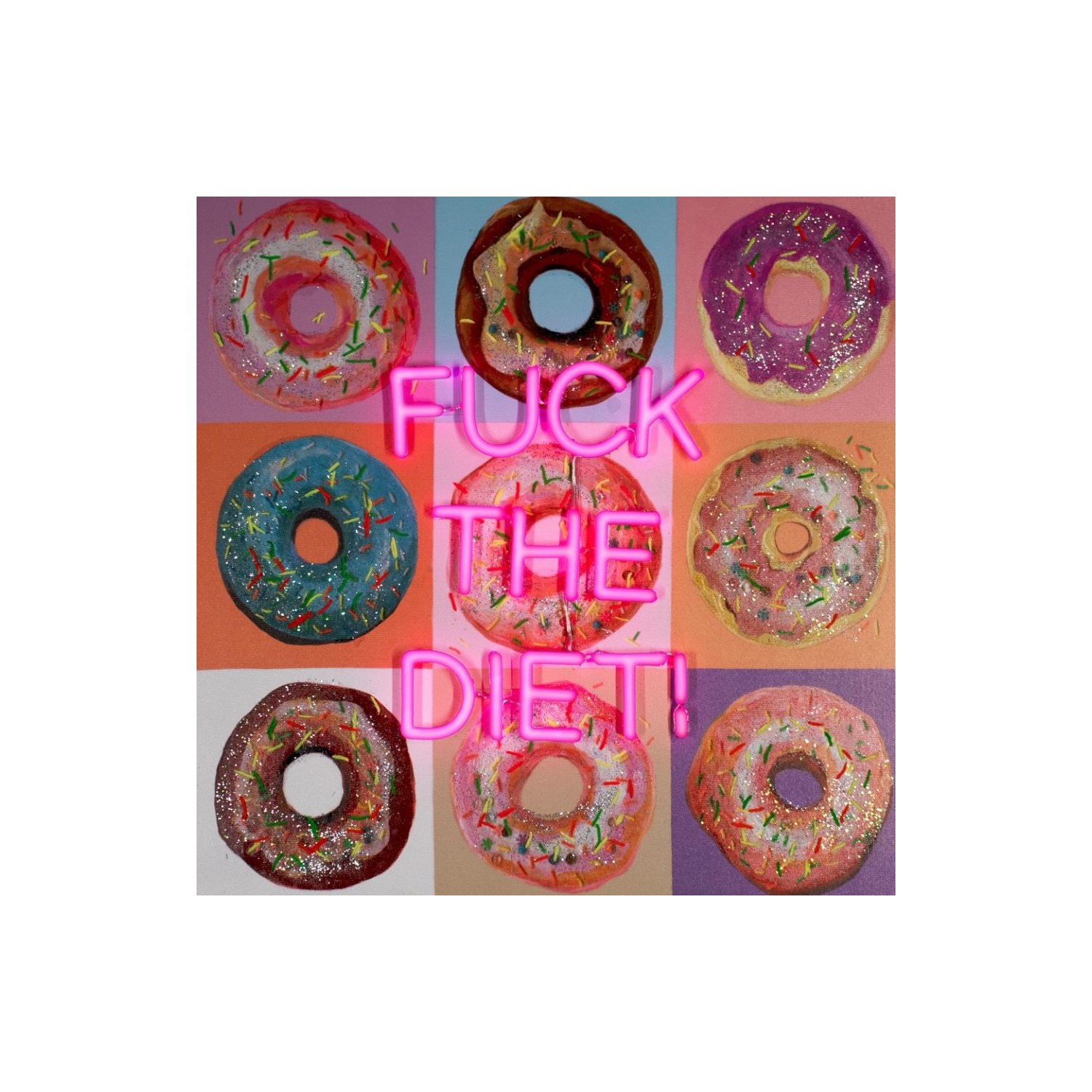 Small Wall Painting  LED Neon  - F the Diet  R rat
