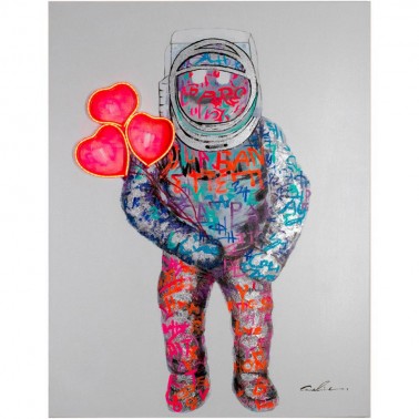 Wall Painting  LED Neon  – Spaceman Hearts