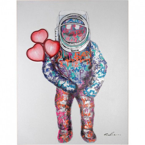 Wall Painting  LED Neon  – Spaceman Hearts