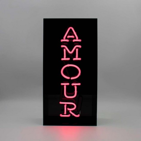 Black Acrylic Box Neon - Amour