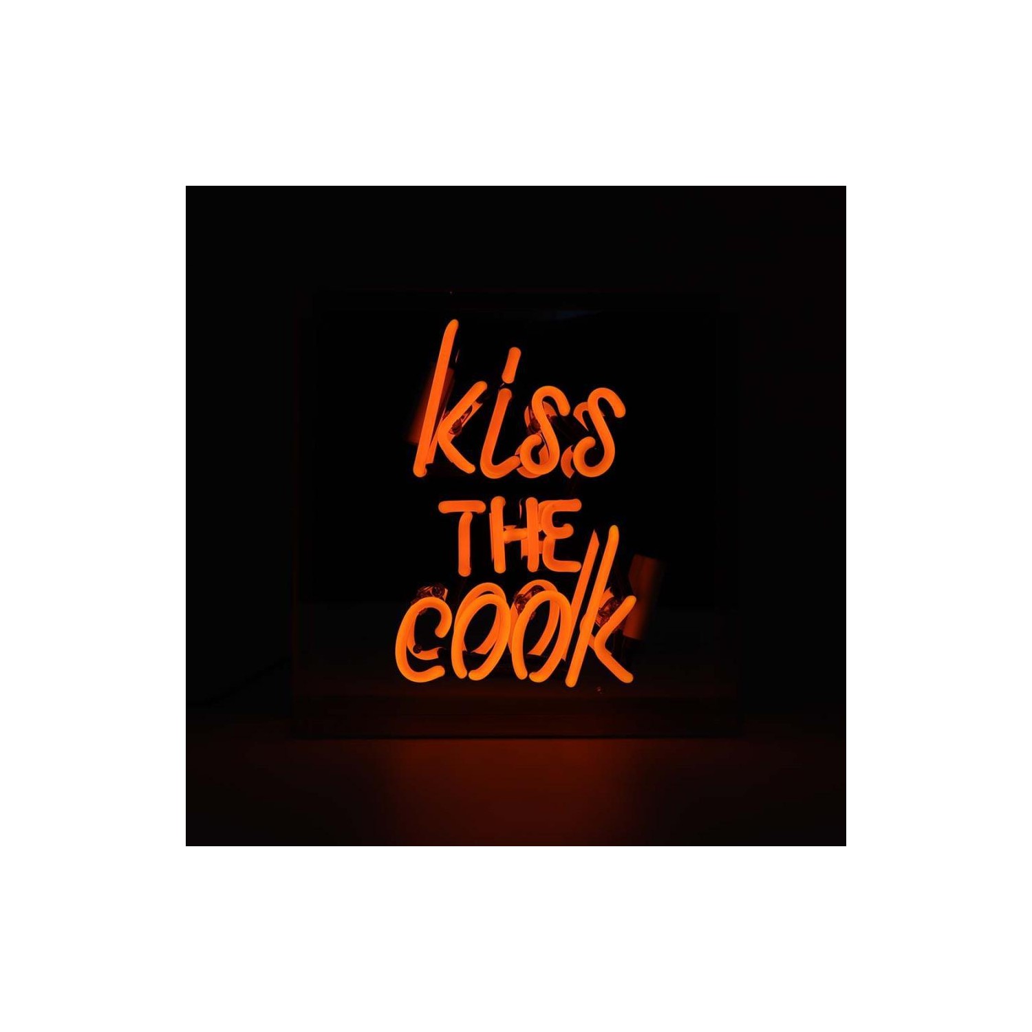 Acrylic Box Neon - Kiss the Cook Orange