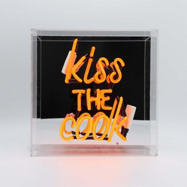 Acrylic Box Neon - Kiss the Cook Orange