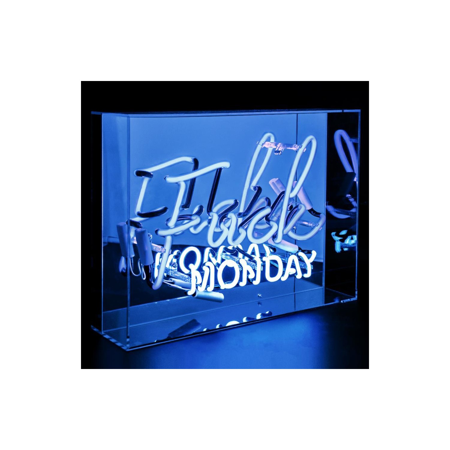 Large Acrylic Box Neon - Fck Monday Blue