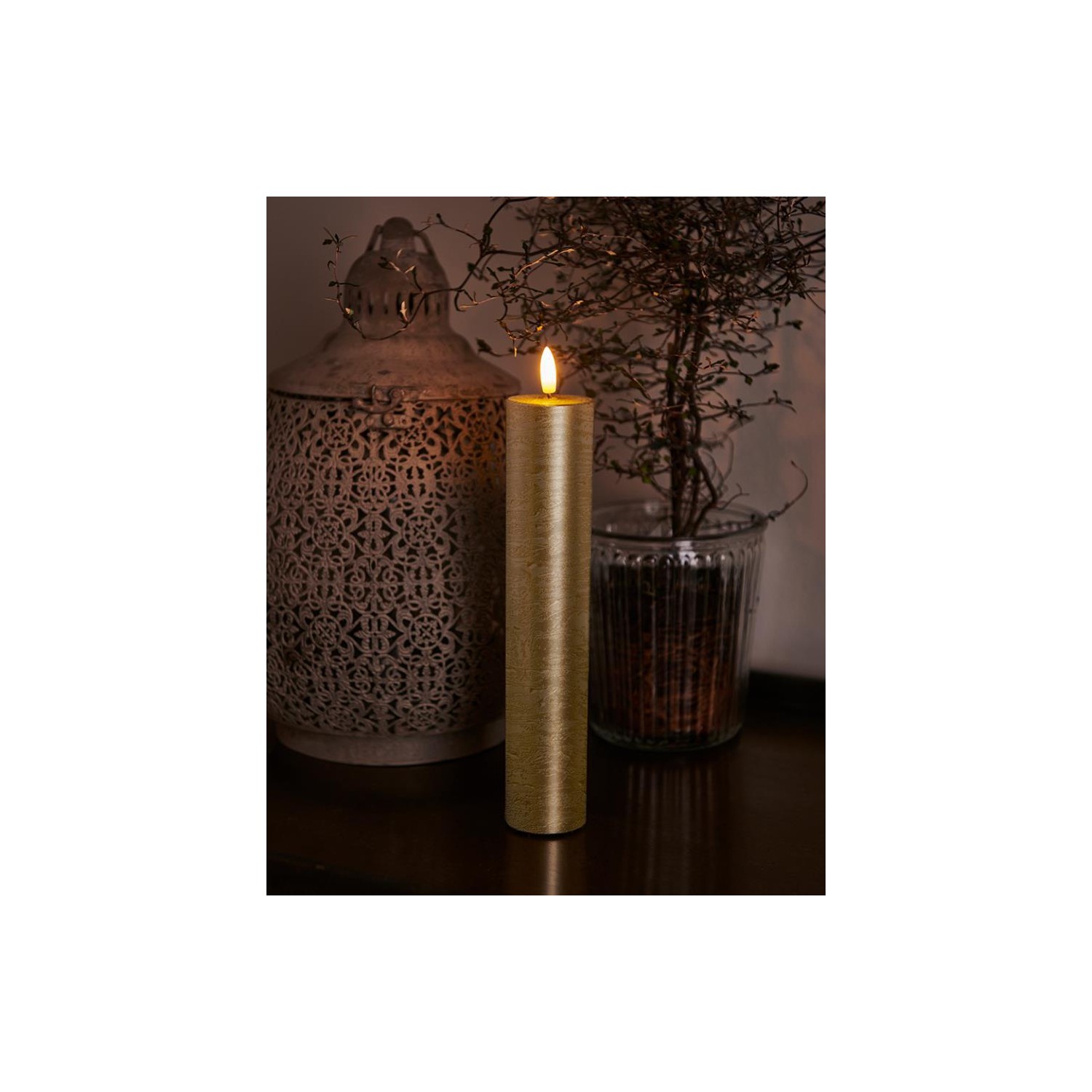 Vela Led Sirius Sille Ø 5x25cms Dorada