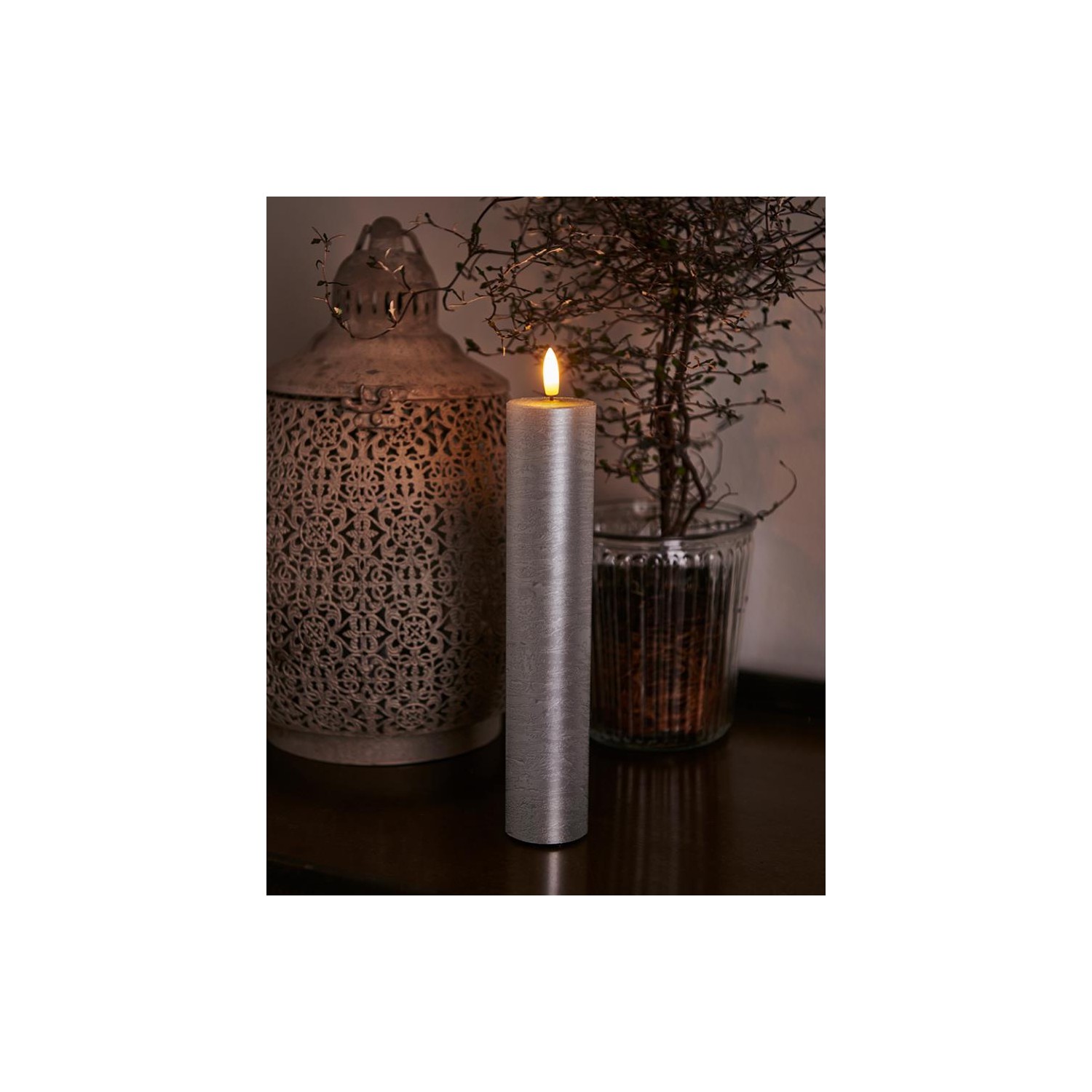 Vela Led Sirius Sille Ø 5x25cms Plata