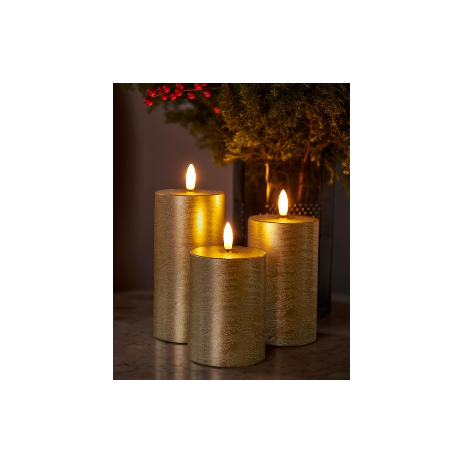 Velas Sirius Sille Set 3uds Doradas